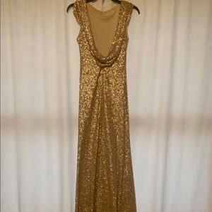 Long Gold Sequence Dress